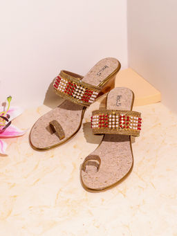 Inc.5 - Womens Multi-Color Ethnic Embellished One Toe Wedges