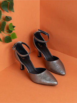 Inc.5 - Womens Grey Party Wear Solid Pointed Sandal Heels