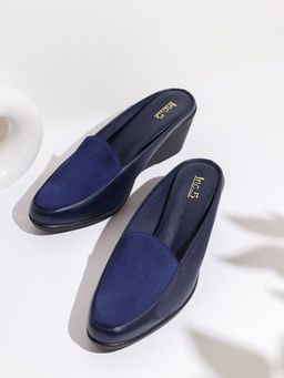 Inc.5 - Womens Navy Blue Casual Solid Pointed Mules Heels
