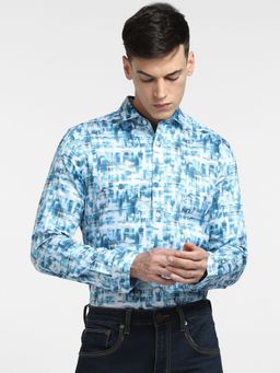 Jack & Jones - Blue Abstract Print Full Sleeves Shirt