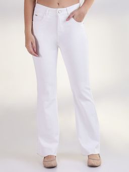 SHOWOFF - Edition Women Solid White Raw Hem Bootcut Jeans