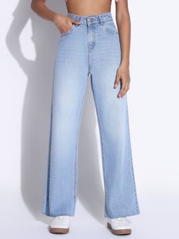 SHOWOFF - Edition Women Solid Blue Wide Leg Jeans