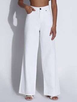 SHOWOFF - Edition Women Solid White Wide Leg Jeans