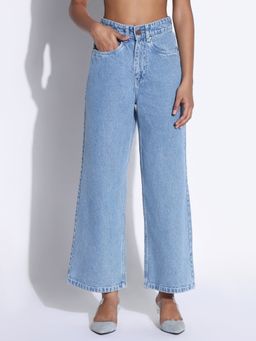 SHOWOFF - Edition Women Solid Light Blue Wide Leg Jeans