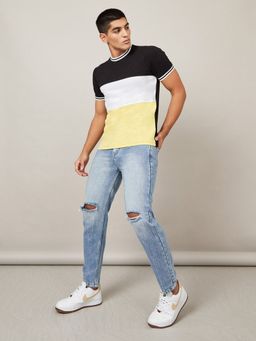 Styli - Colorblocked Pique Knit Fabric Regular Fit Ringer Tee
