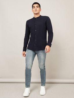Styli - Grandad Collar Knit Shirt