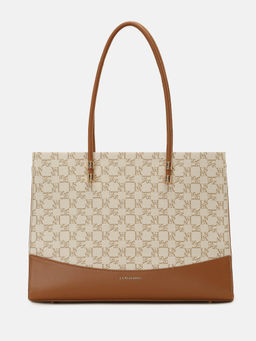 U.S. POLO ASSN. - Bella Beige tote Handbag with Monogram Print