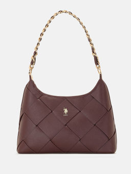 U.S. POLO ASSN. - Babie Burgundy Medium Shoulder Bag with Woven Texture (M)