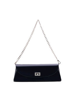 MIRAGGIO - Navy Blue Lousia Solid Clutch with Detachable Chain (M)