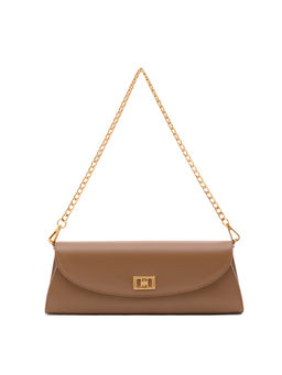 MIRAGGIO - Brown Lousia Solid Clutch with Detachable Chain (M)