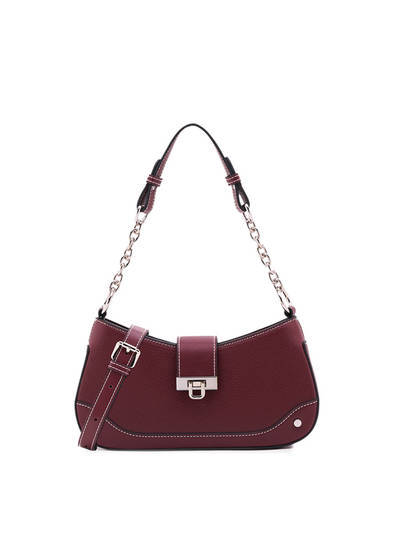 Wine Elara Solid Shoulder Bag (M)