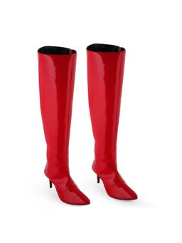 Zori World - Mirchi-solid Red Over The Knee Boots