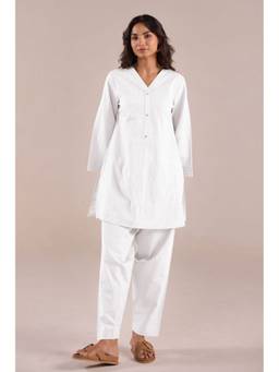 Tara-C-Tara - Crisp White Solid Checks Co-ord Set