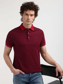 Tommy Hilfiger - Red Two Tone Honeycomb Slim Polo T-Shirt