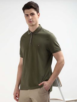 Tommy Hilfiger - Olive Zip Placket Tipping Reg Po