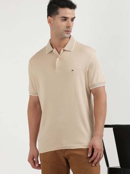 Tommy Hilfiger - Beige Two Tone Interlock Polo T-shirt