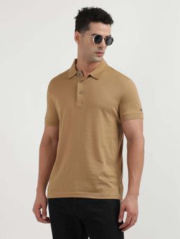 Tommy Hilfiger - Brown Tonal Geo Structure Slim Polo T-shirt