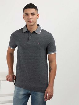 Tommy Hilfiger - Grey Interlock Micro Pattern Polo T-shirt