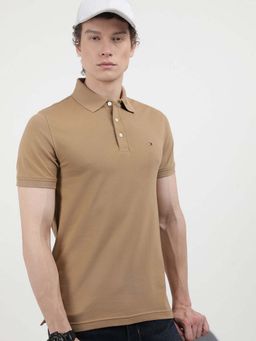 Tommy Hilfiger - Beige Solid Polo T-shirt