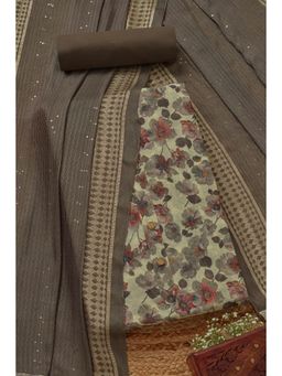 Soch - Women's Cream Chanderi Floral Printed Unstitched Kurta & Pant with Dupatta
