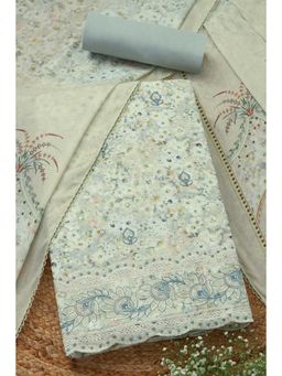 Soch - Women's Grey Rayon Floral Printed Unstitched Kurta & Pant with Dupatta