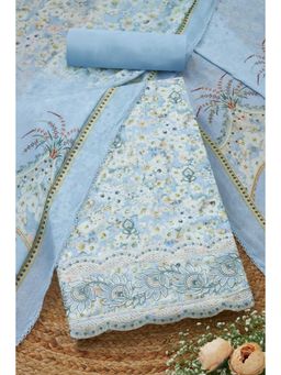 Soch - Women's Powder Blue Rayon Floral Printed Unstitched Kurta & Pant with Dupatta
