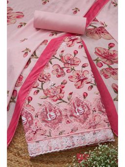 Soch - Women's Pink Rayon Floral Printed Unstitched Kurta & Pant with Dupatta