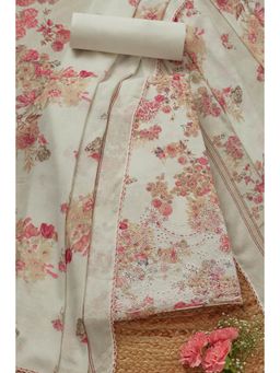 Soch - Women's Off White Rayon Floral Printed Unstitched Kurta & Pant with Dupatta