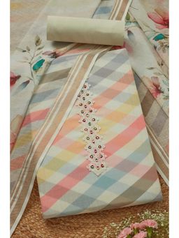 Soch - Women's Multi-Color Linen Unstitched Kurta & Pant with Dupatta