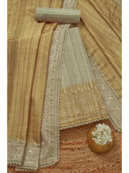 Soch - Women's Mustard Art Tussar Unstitched Kurta & Pant with Dupatta