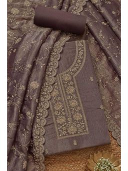 Soch - Women's Purple Embroidered Unstitched Kurta & Pant with Dupatta