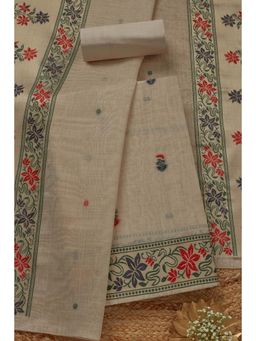 Soch - Women's Beige Chanderi Woven Design Unstitched Kurta & Pant with Dupatta