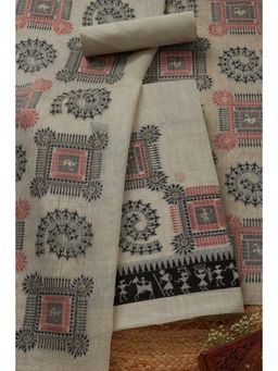 Soch - Women's Beige Chanderi Woven Unstitched Kurta & Pant with Dupatta