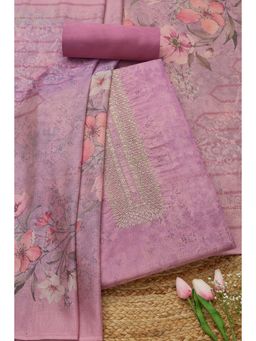 Soch - Women's Pink Tissue Floral Printed Unstitched Kurta & Pant with Dupatta