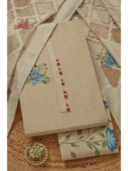 Soch - Women's Beige Chanderi Embroidered Unstitched Kurta & Pant with Dupatta