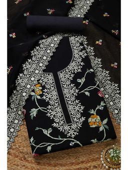 Soch - Women's Black Organza Embroidered Unstitched Kurta & Pant with Dupatta