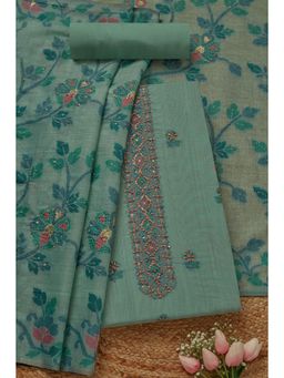 Soch - Women's Blue Chanderi Floral Printed Unstitched Kurta & Pant with Dupatta