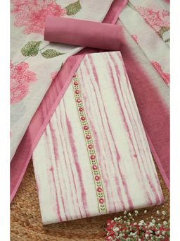 Soch - Women's Blush Pink Linen Unstitched Kurta & Pant with Dupatta