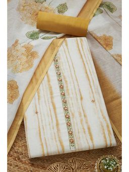 Soch - Women's Beige Linen Unstitched Kurta & Pant with Dupatta