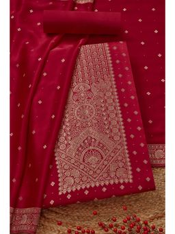 Soch - Women's Pink Gajji Silk Zari Woven Unstitched Kurta & Pant with Dupatta
