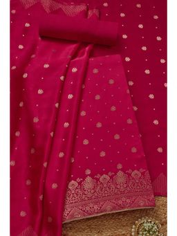 Soch - Women's Pink Gajji Silk Zari Woven Unstitched Kurta & Pant with Dupatta