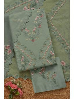 Soch - Women's Blue Organza Shimmer Embroidered Unstitched Kurta & Pant with Dupatta