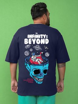 Bewakoof - Mens Blue Infinity Space Graphic Printed Oversized Plus Size T-shirt
