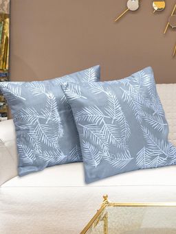 At Home by Nilkamal - Beverly Floral Polyester Cushion Cover Grey & Silver (16x16 Inches)