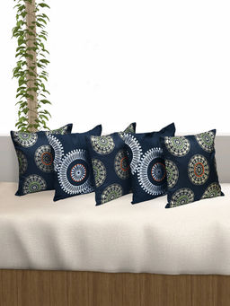 At Home by Nilkamal - Beverly Abstract Poly Brocade Cushion Cover Multicolor (16x16 Inches)