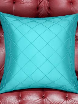 At Home by Nilkamal - Amelia Pintuck Solid Taffeta Fabric Cushion Cover Blue (16x16 Inches)