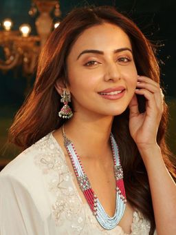 Accessher - Red Pearl Beads Necklace & Earrings Set