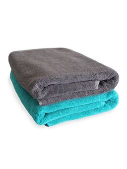 Heelium - Bamboo Bath Towel - Soft - Absorbent & Odour Free - 2 Pcs - Grey - Teal