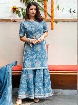 Fabnest - Blue Kurta with Sharara (Set of 2)