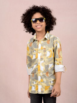 CRIMSOUNE CLUB - Boy Multi-Color Geometric Print Cotton Shirt